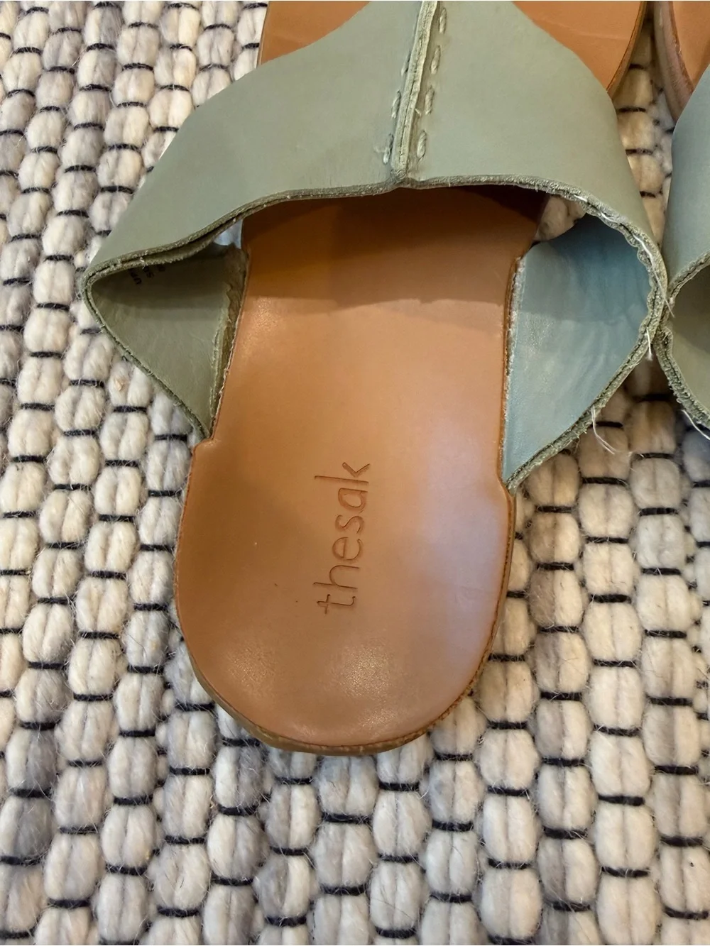 The Sak Women’s Leather Thong Sandal in Sage and Tan